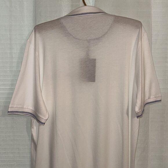 Ted Baker 6/XL White Blue Short Sleeve Cotton Blend Lightweight Polo - Picture 10 of 15